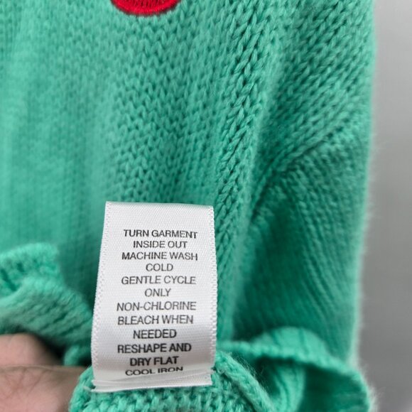 Sweet & Sinful Green Red Cherry Embroidery V-Neck Button Front Cardigan Large - Picture 14 of 14